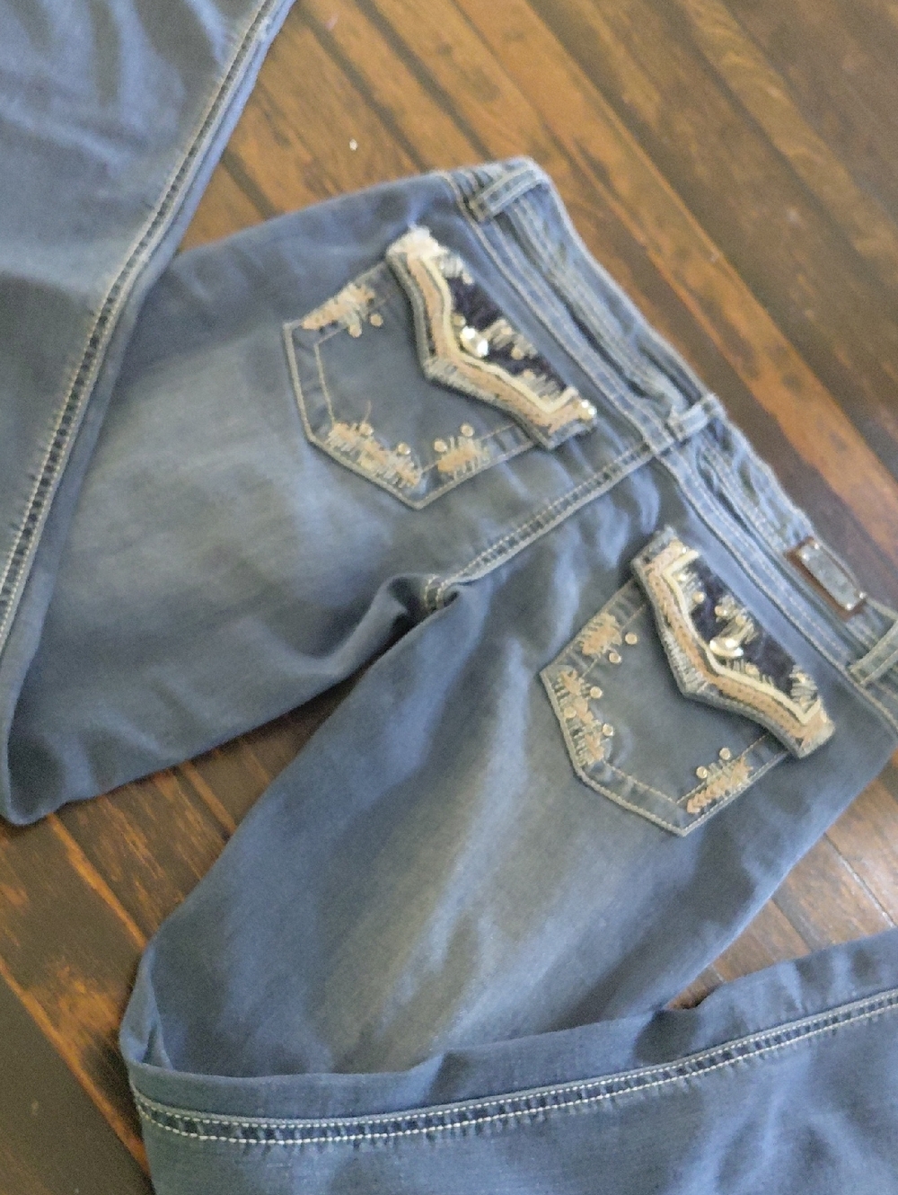Earl Jeans Blue Boot Cut Jeans with Beaded Back Pockets